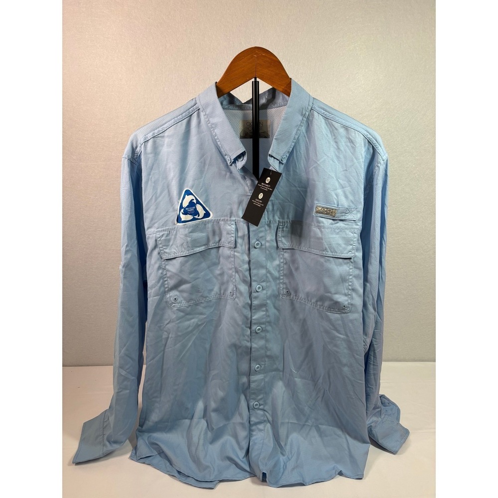 Ocean+ Coast shirt Men's Light Blue Long Sleeve Fishing L recycled polyester log
